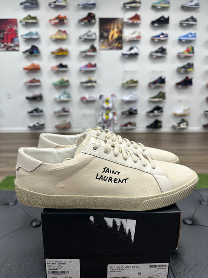 Saint Laurent Distressed Canvas Court Classic Panna - Size 12 (U)