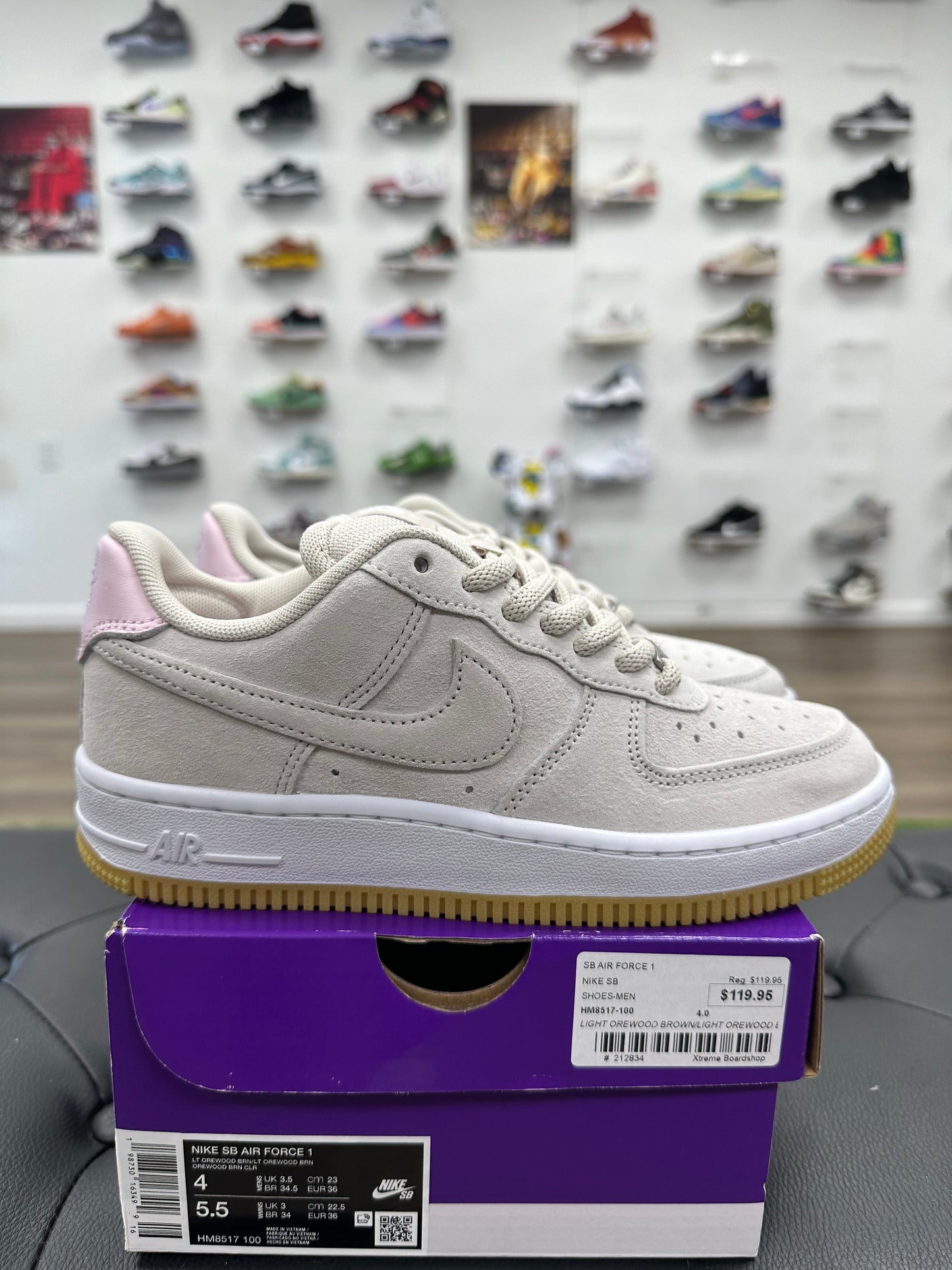 Nike Air Force 1 Low SB Light Orewood Brown Pink - Size 4