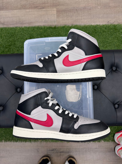 Jordan 1 Mid Black College Grey Gym Red - Size 10.5 (U)