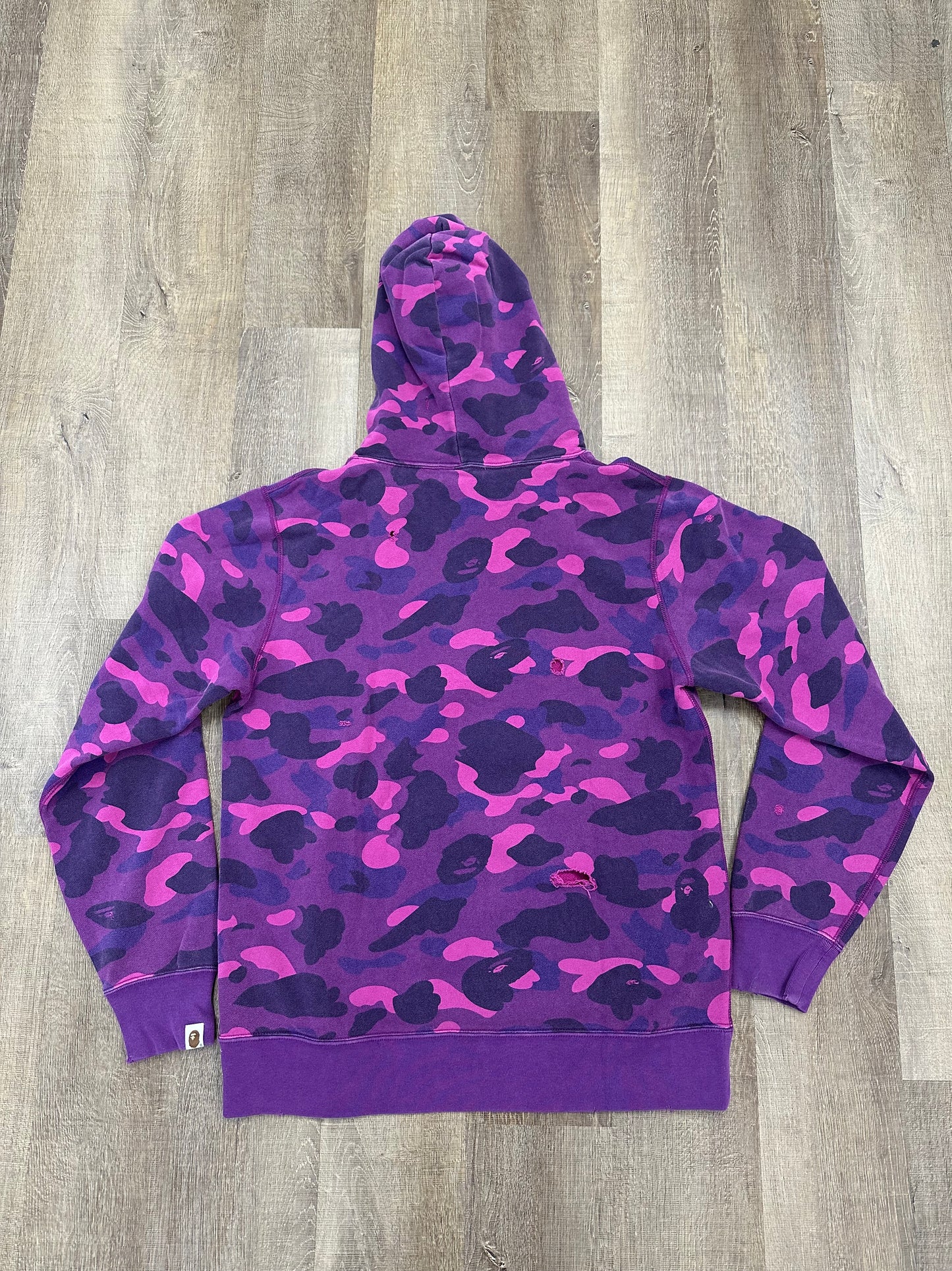 Bape Purple Camo Distressed Hoodie - Mens