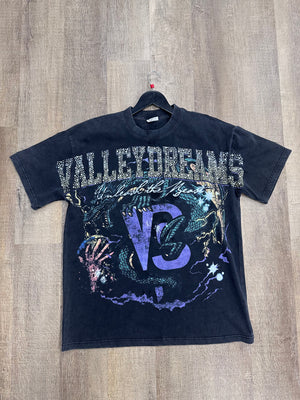 Vale Valley Dreams Rhinestones T-Shirt Black - Size Large (U)