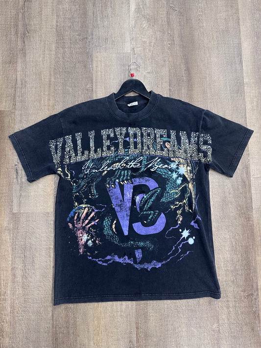 Vale Valley Dreams Rhinestones T-Shirt Black - Size Large (U)
