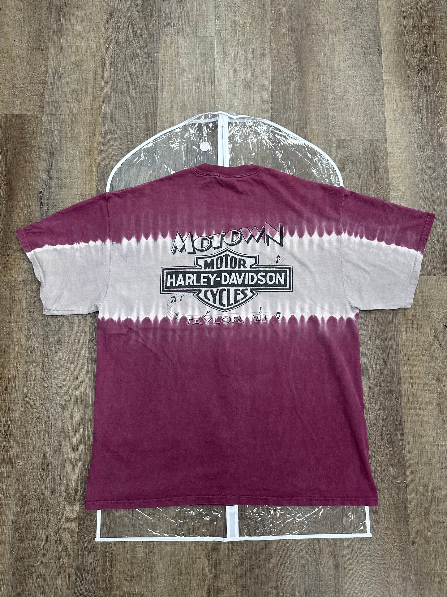 Vintage Harley Davidson Motown Burgundy Tie Dye - Size 2XL
