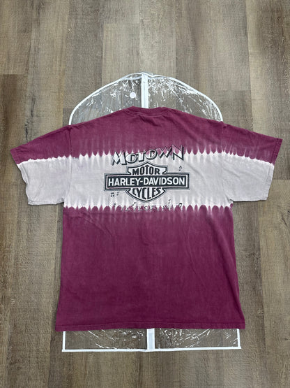 Vintage Harley Davidson Motown Burgundy Tie Dye - Size 2XL