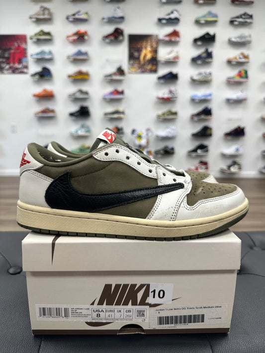 Jordan 1 Retro Low OG SP Travis Scott Medium Olive - Size 8 (U)