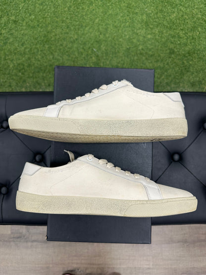 Saint Laurent Distressed Canvas Court Classic Panna - Size 12 (U)