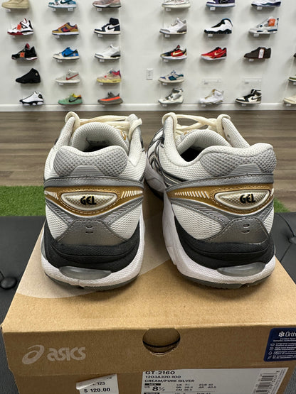 ASICS GT-2160 Cream Pure Silver Gold - Size 8.5 (U)