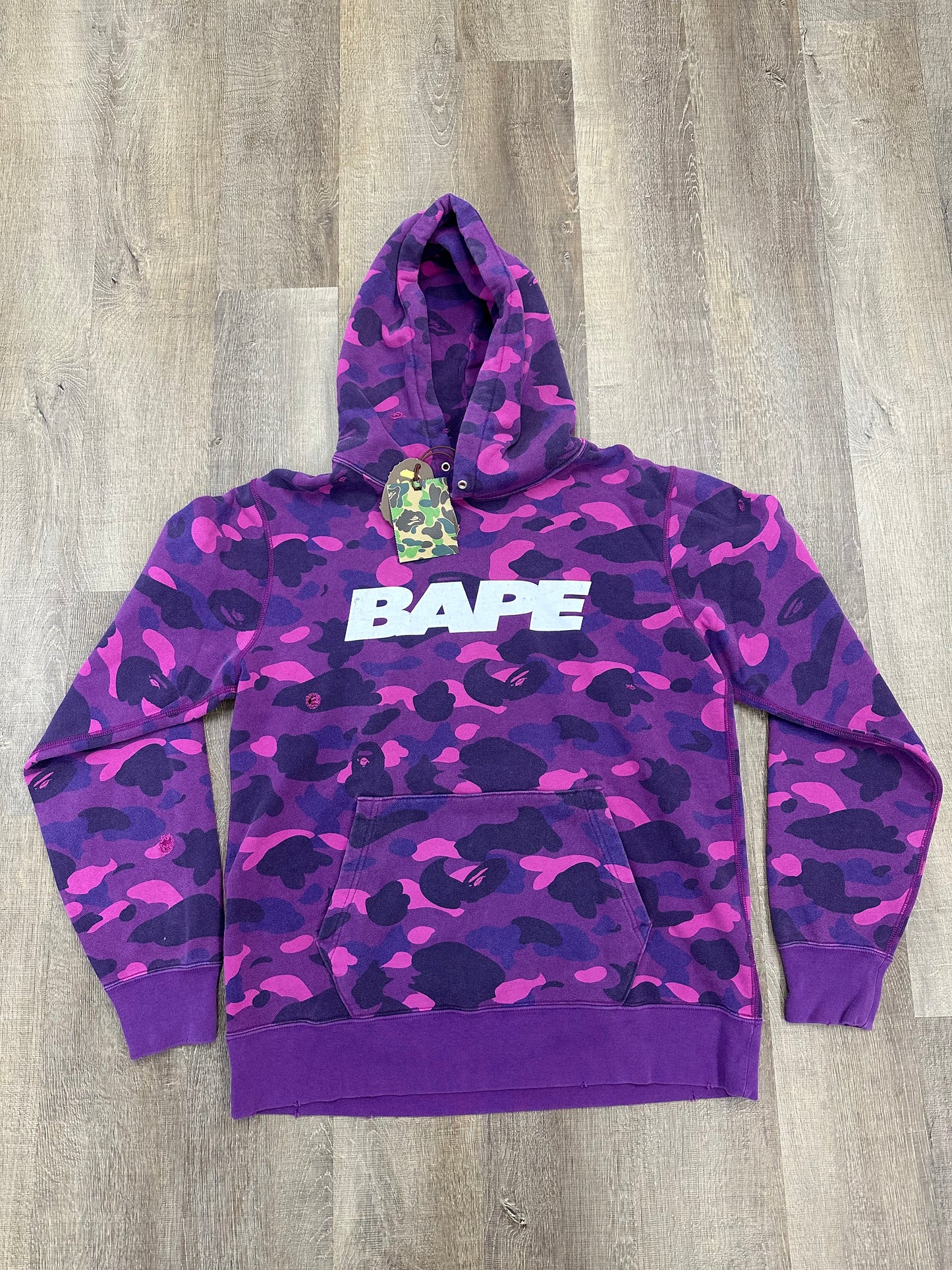 Bape Purple Camo Distressed Hoodie - Mens
