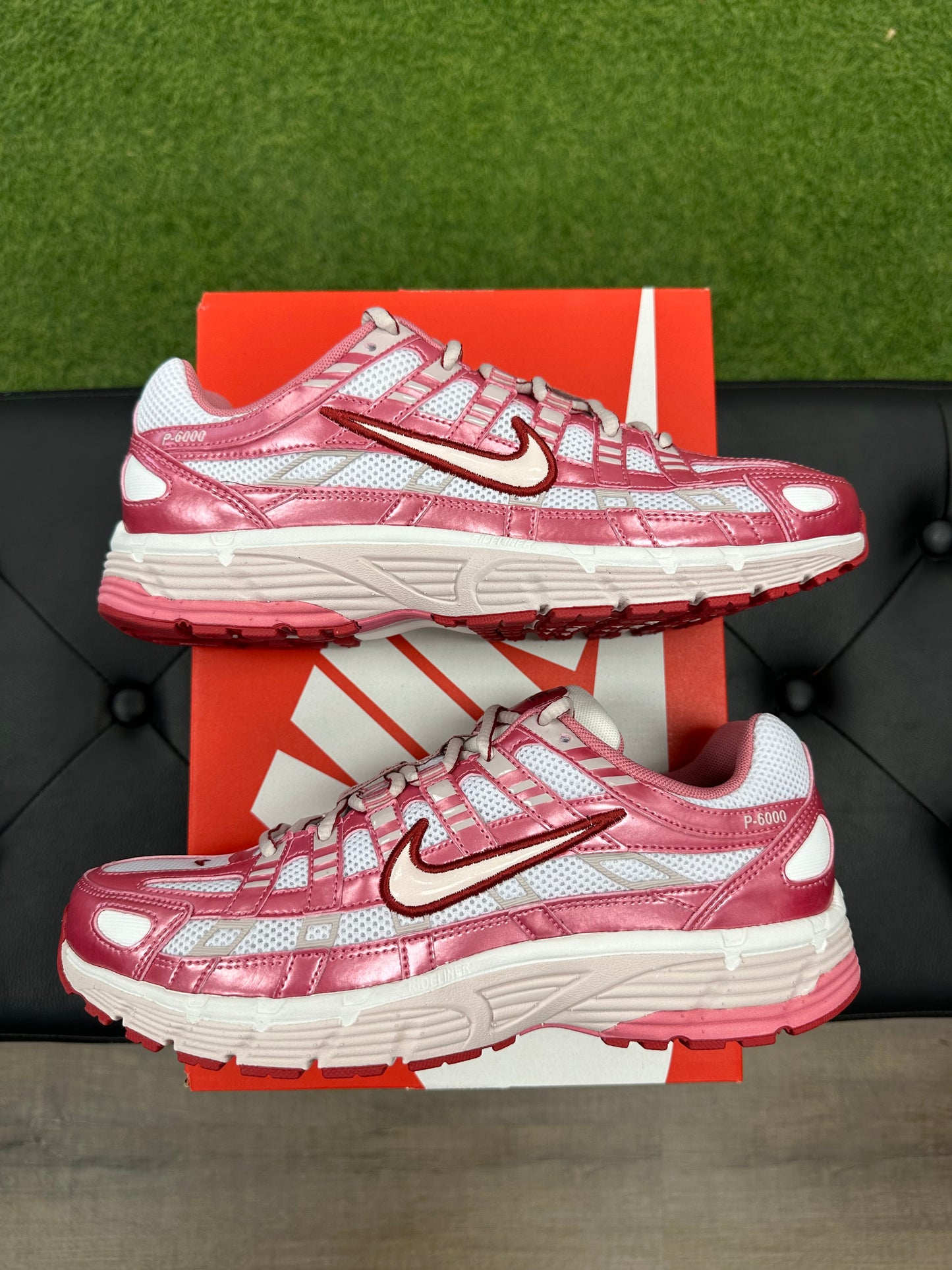 Nike P-6000 White Silt Red Peony (Women's) - Size 10