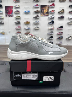 Prada America's Cup Patent Leather and Mesh Sneakers Grey (With Recipt) - Size 12