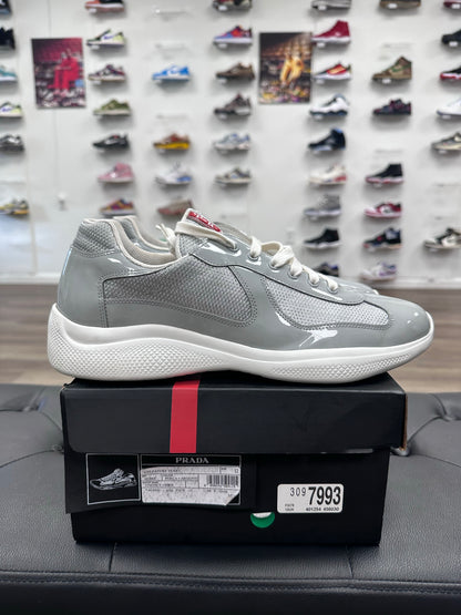 Prada America's Cup Patent Leather and Mesh Sneakers Grey (With Recipt)