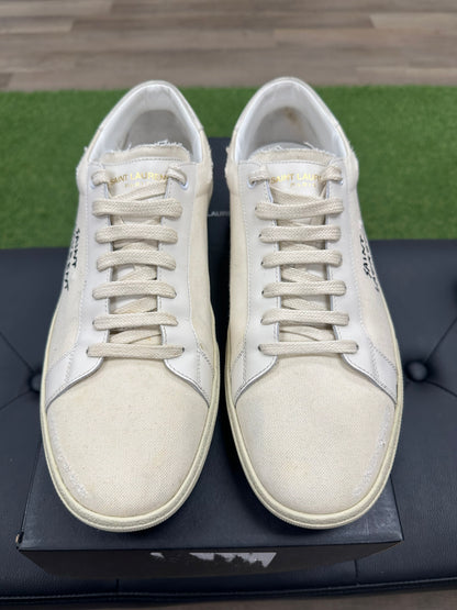 Saint Laurent Distressed Canvas Court Classic Panna - Size 12 (U)