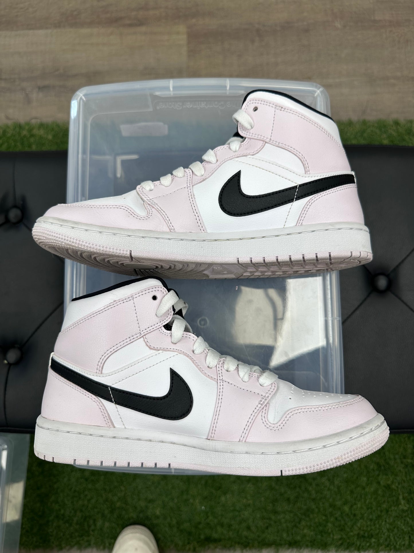 Jordan 1 Mid Barely Rose (Women's) - Size 8 (U)