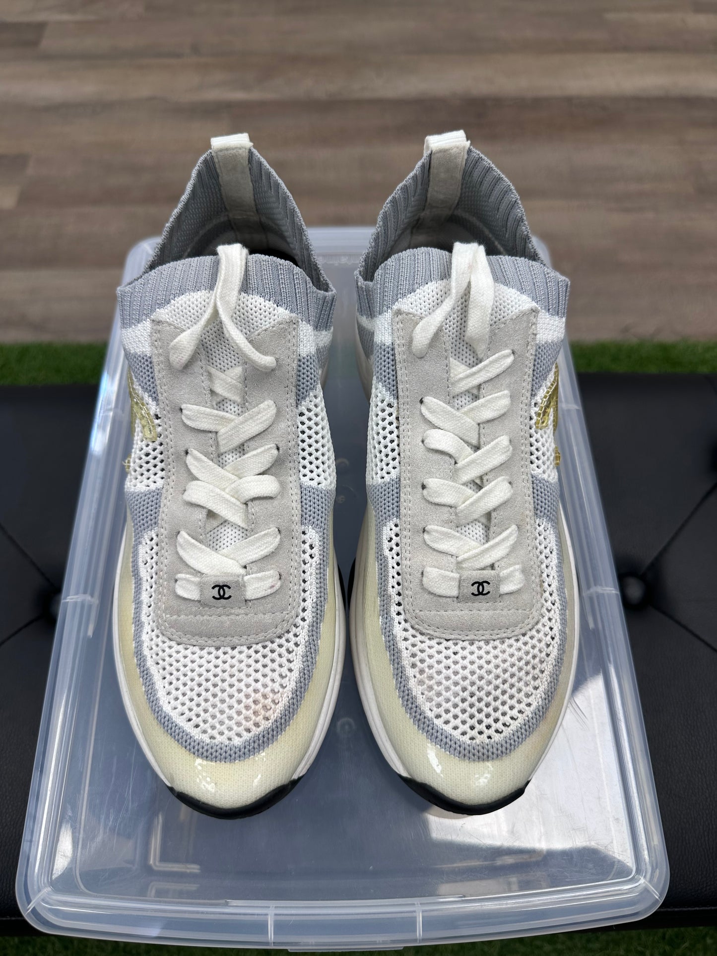 Chanel Interlocking CC Logo Sneaker (Women's) - Size 9.5W