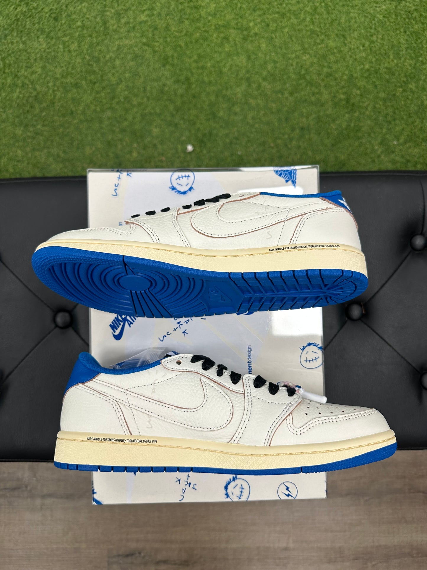 Jordan 1 Retro Low OG SP Fragment x Travis Scott Sail Military Blue - Size 8