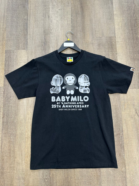 BAPE Black Baby Milo 25th Anniversary Plush Doll T-shirt - Size Medium