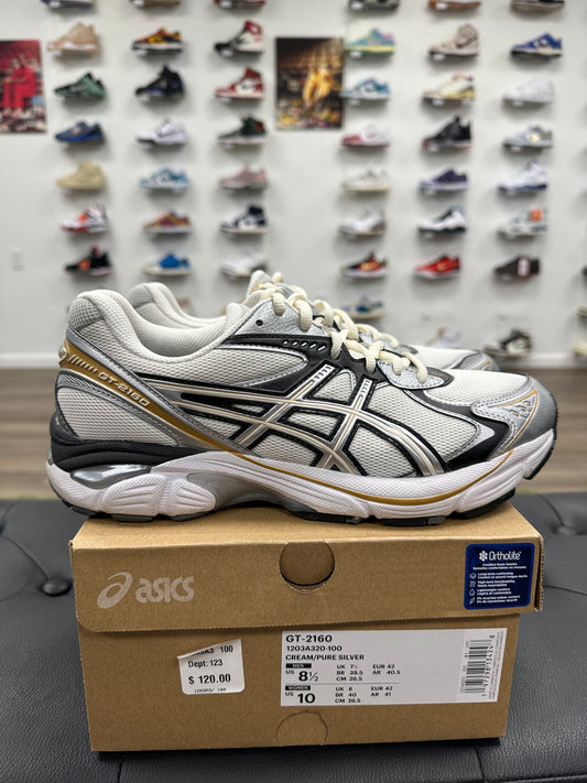 ASICS GT-2160 Cream Pure Silver Gold - Size 8.5 (U)