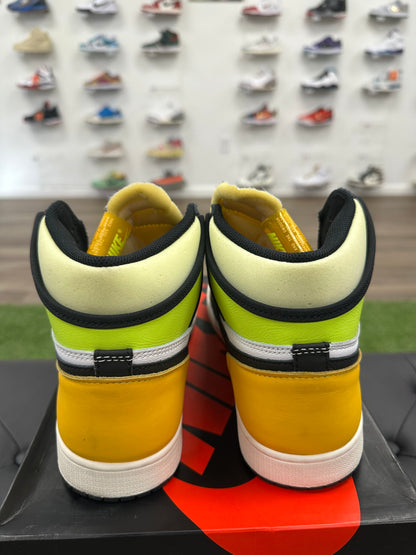 Jordan 1 Retro High White Black Volt University Gold - Size 10 (U)