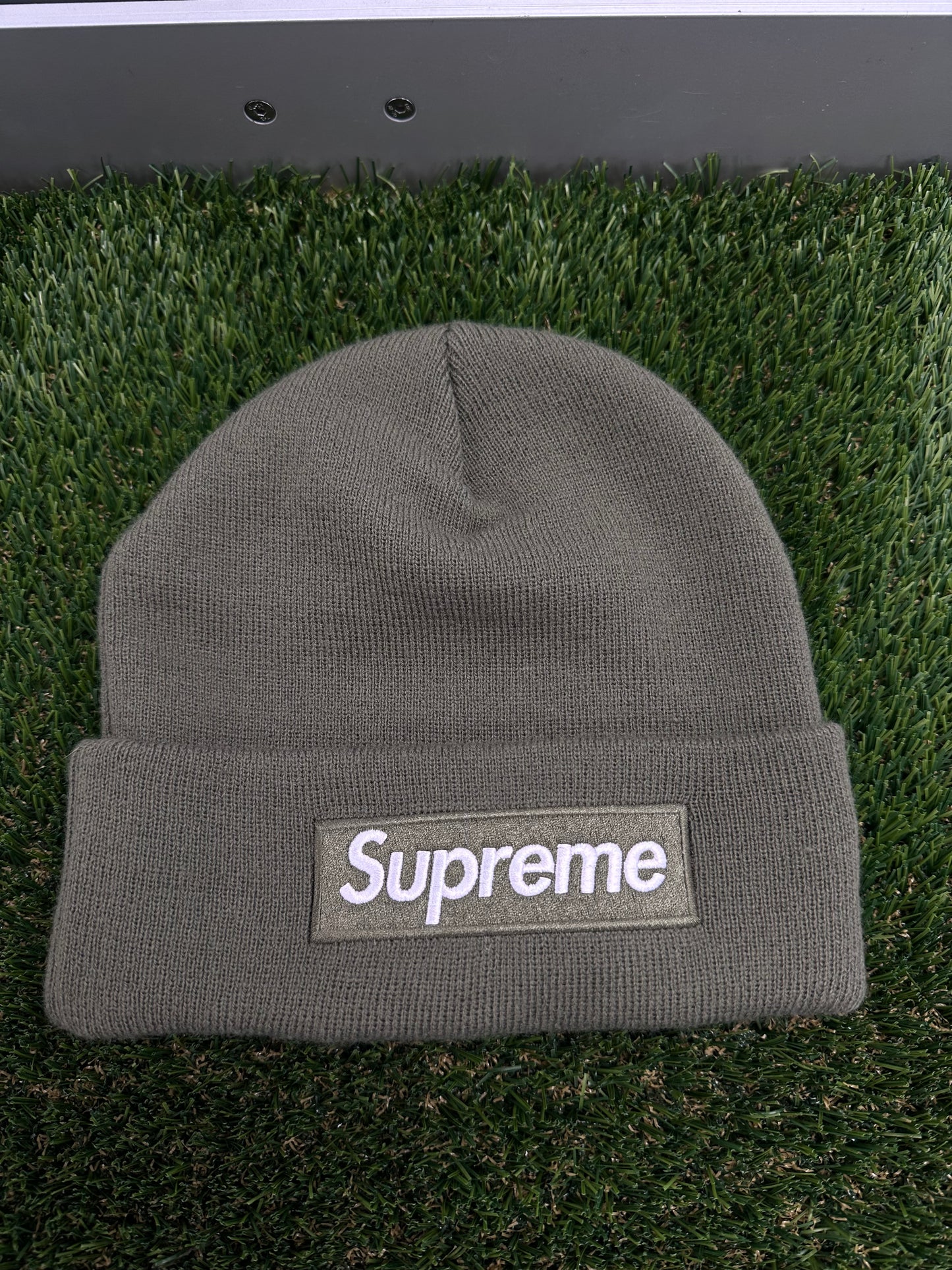 Supreme New Era Box Logo Beanie (FW25) Light Olive