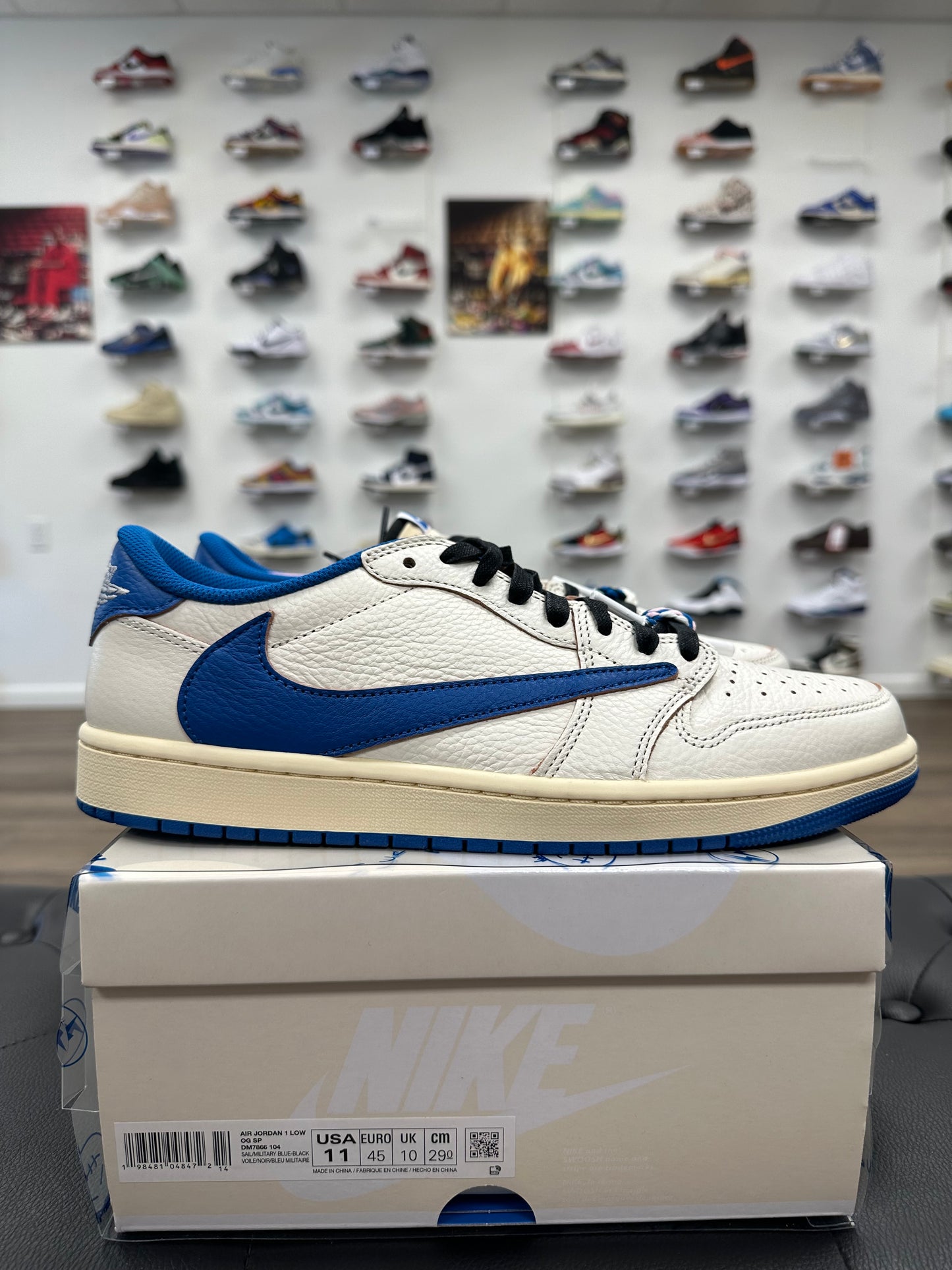 Jordan 1 Retro Low OG SP Fragment x Travis Scott Sail Military Blue - Size 11