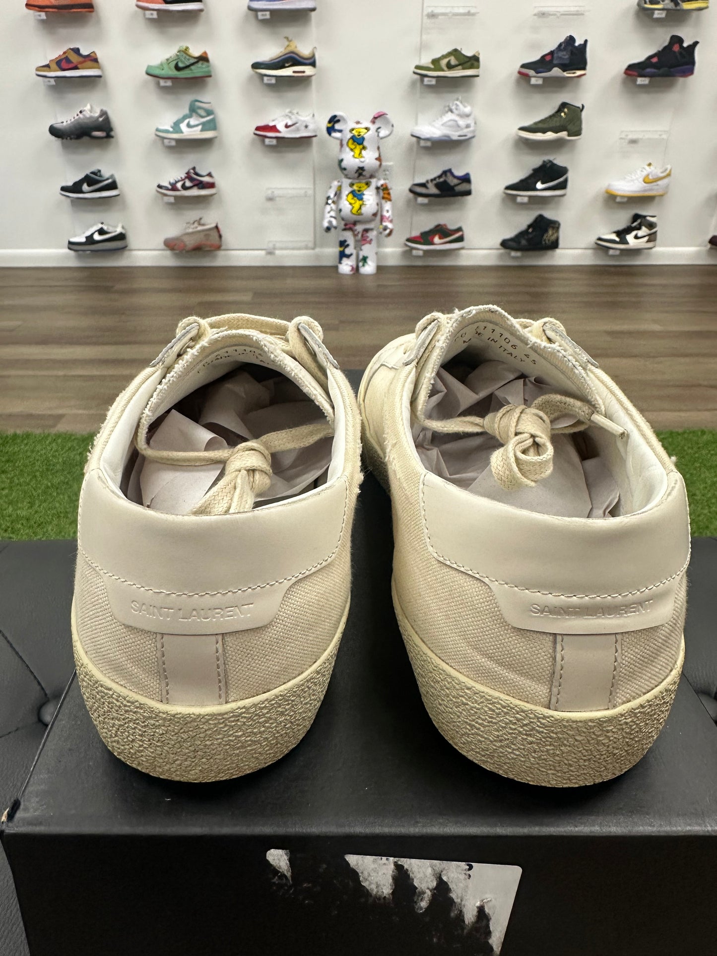 Saint Laurent Distressed Canvas Court Classic Panna - Size 12 (U)