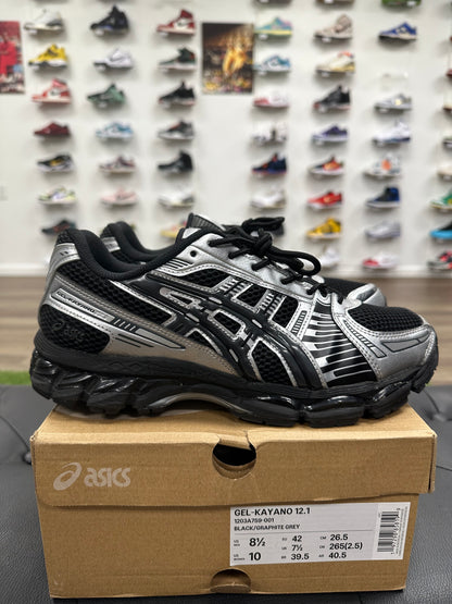 ASICS Gel-Kayano 12.1 Black Pure Silver - Mens (U8.5)