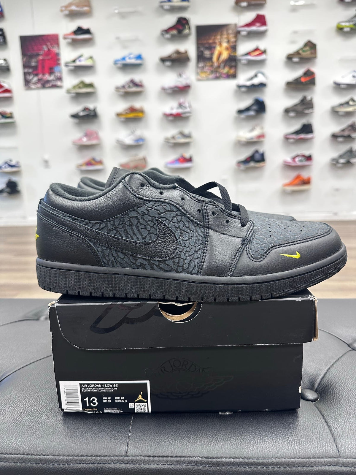 Jordan 1 Low Black Elephant Print