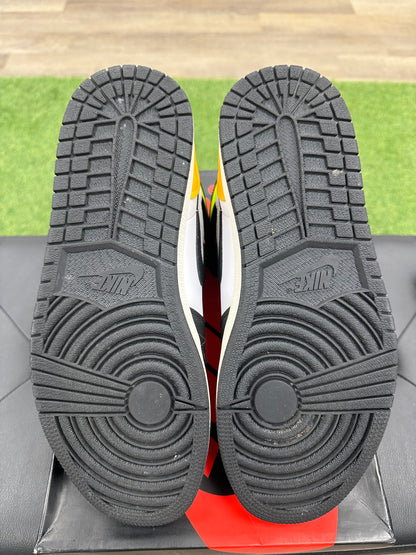 Jordan 1 Retro High White Black Volt University Gold - Size 10 (U)