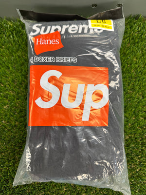 Supreme Hanes Boxer Brief (4 Pack) Black - Large