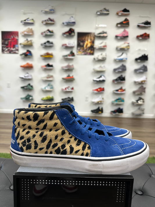 Vans Sk8-Mid Supreme Velvet Leopard Royal - Size 12 (U)
