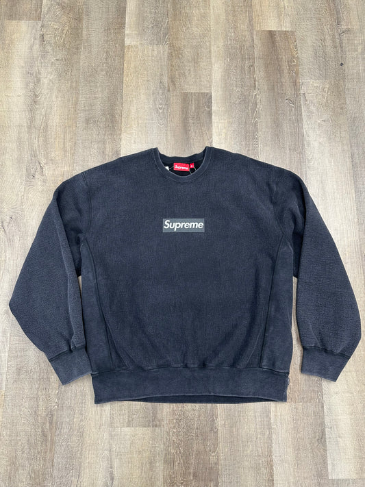 Supreme Washed Box Logo Crewneck Black - Mens
