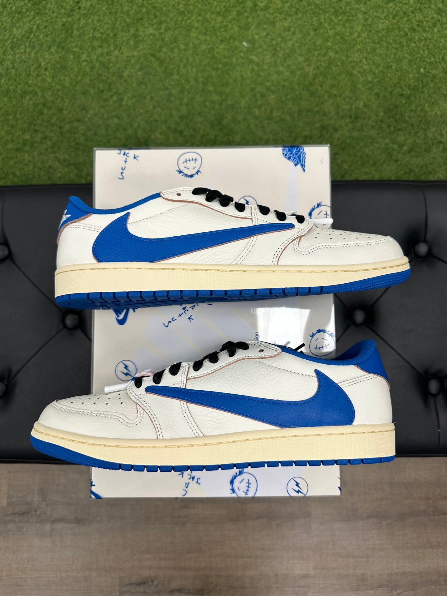 Jordan 1 Retro Low OG SP Fragment x Travis Scott Sail Military Blue - Size 12