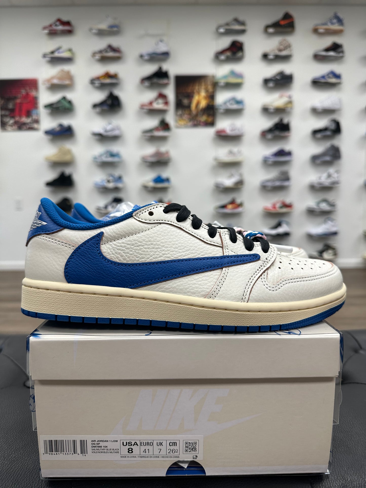 Jordan 1 Retro Low OG SP Fragment x Travis Scott Sail Military Blue - Size 8
