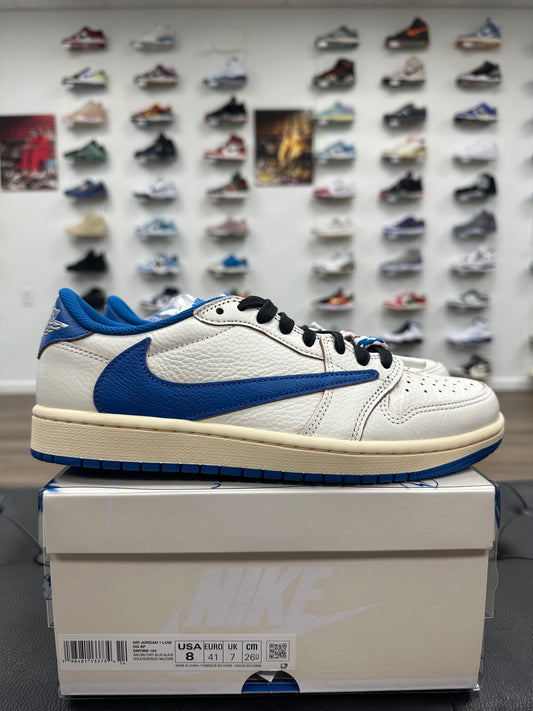 Jordan 1 Retro Low OG SP Fragment x Travis Scott Sail Military Blue - Size 8