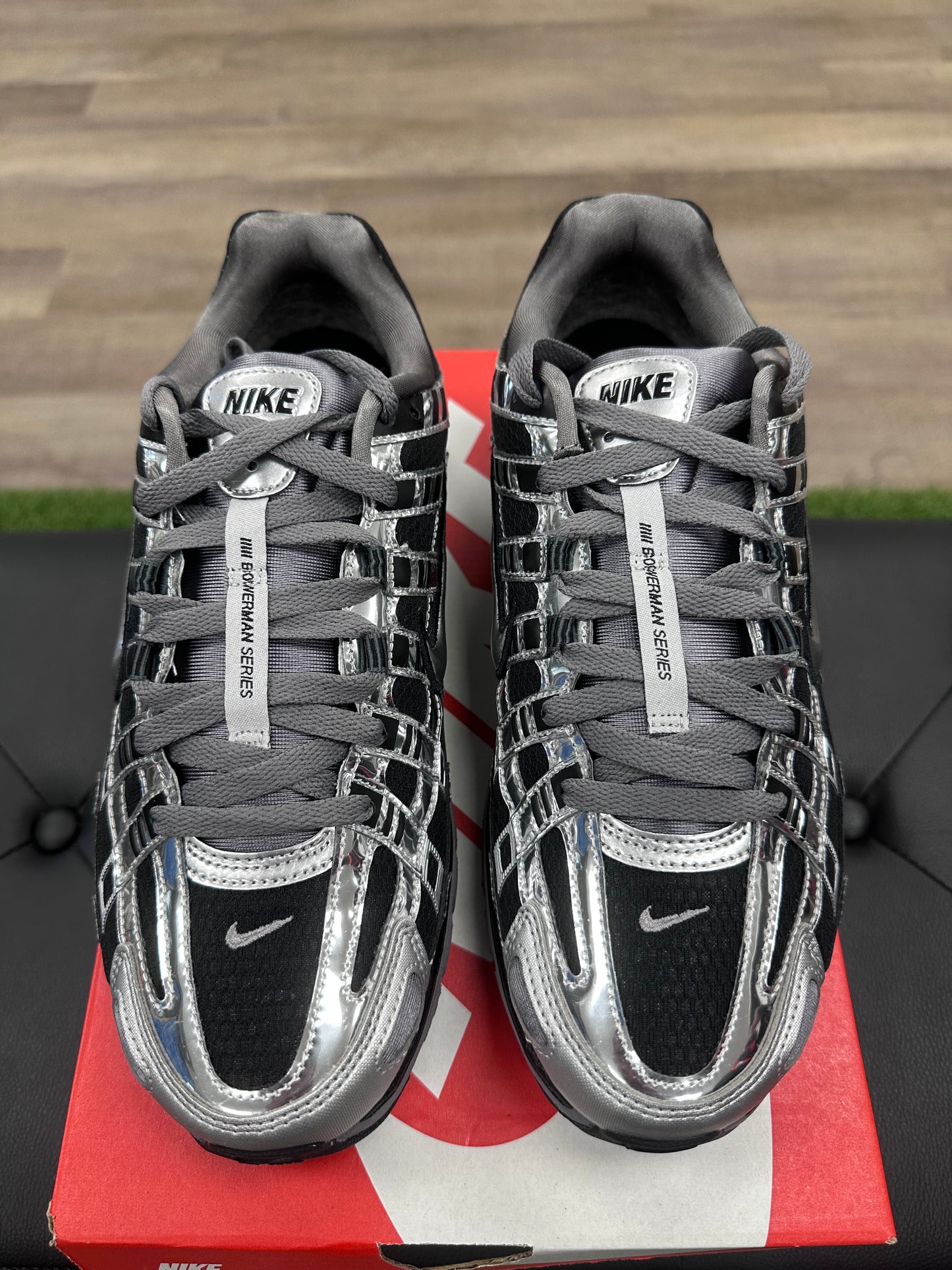 Nike P-6000 Metallic Silver Black - Size 9.5