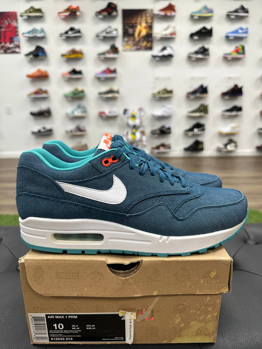 Nike Air Max 1 Turquoise Denim - Size 10
