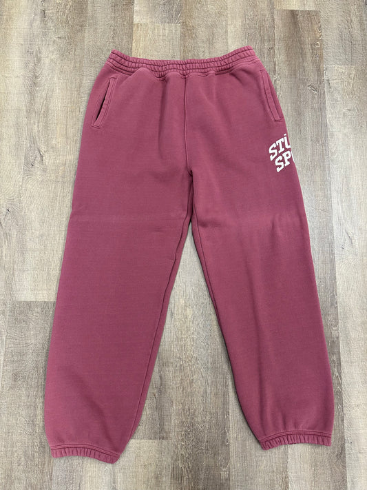 Stussy Sport Crackle Fleece Sweatpant Burgundy - Mens