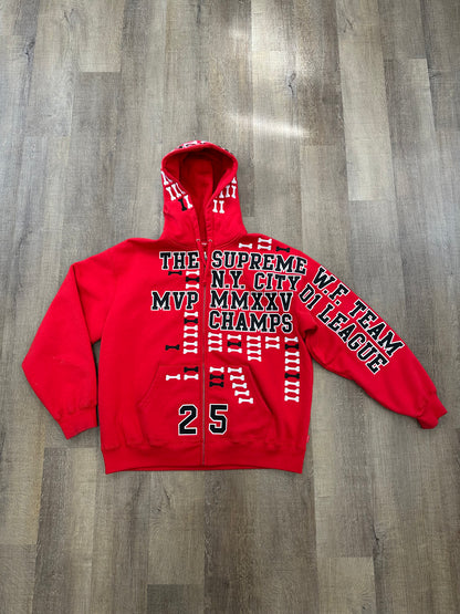 Supreme League Champs Zip Up Hooded Sweatshirt Red - Mens (U)