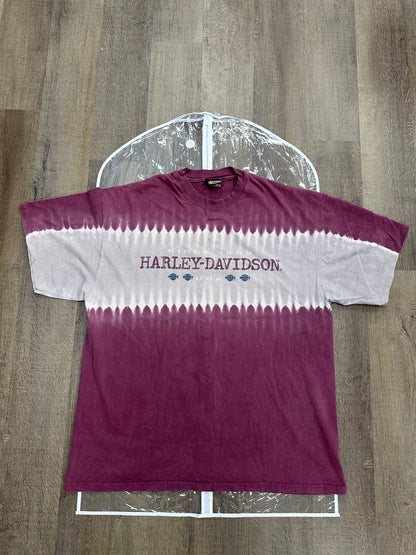 Vintage Harley Davidson Motown Burgundy Tie Dye - Size 2XL