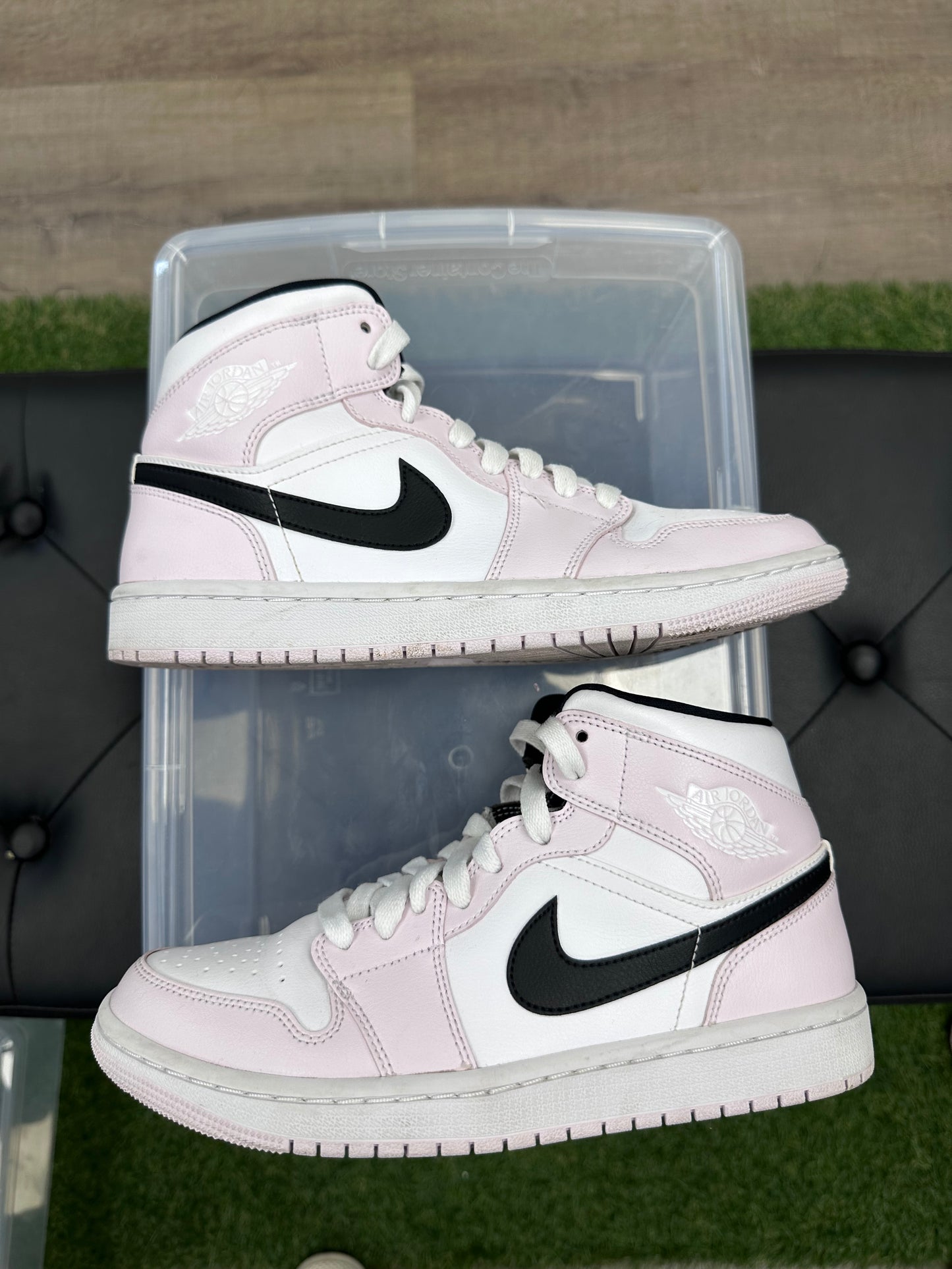 Jordan 1 Mid Barely Rose (Women's) - Size 8 (U)