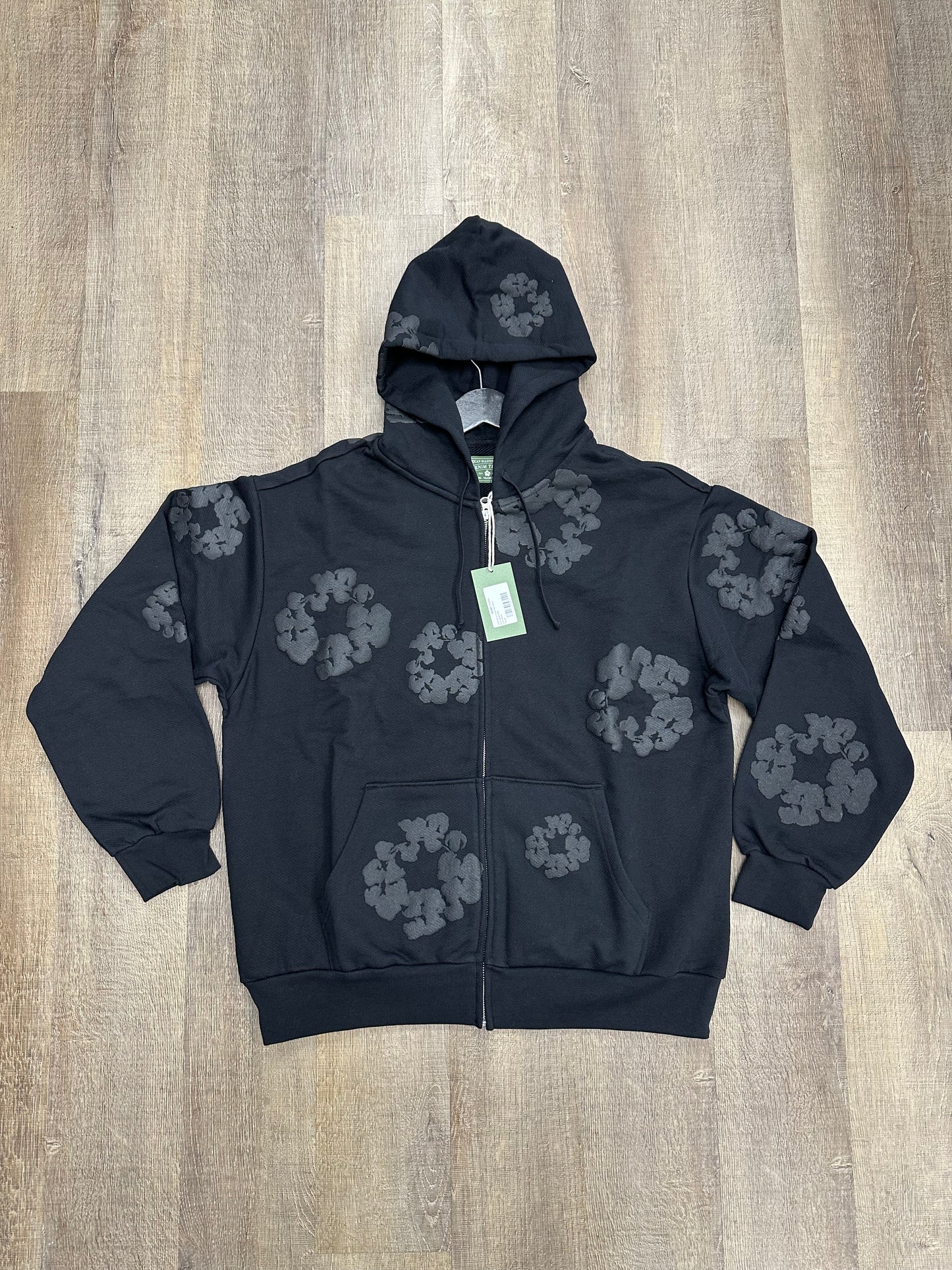 Denim Tears Mono Cotton Wreath Zip Hoodie Black - Size XL