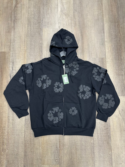 Denim Tears Mono Cotton Wreath Zip Hoodie Black - Size XL