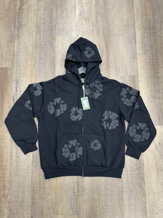 Denim Tears Mono Cotton Wreath Zip Hoodie Black - Size XL
