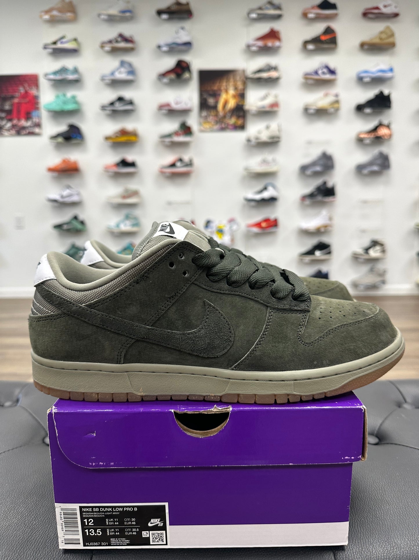 Nike SB Dunk Low Pro B Sequoia - Size 12 (U)