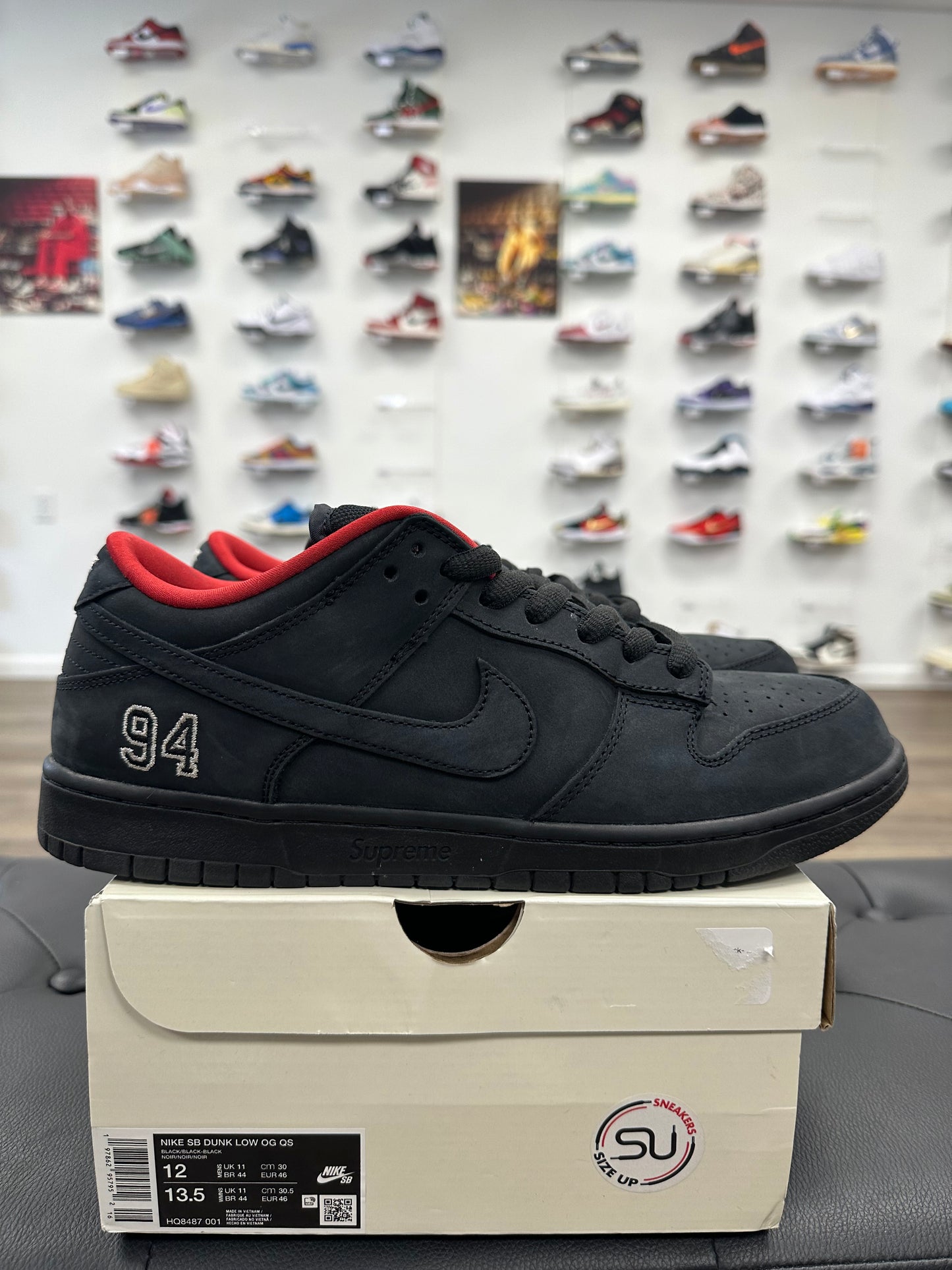 Nike SB Dunk Low Supreme 94 Black - Size 12 (U)