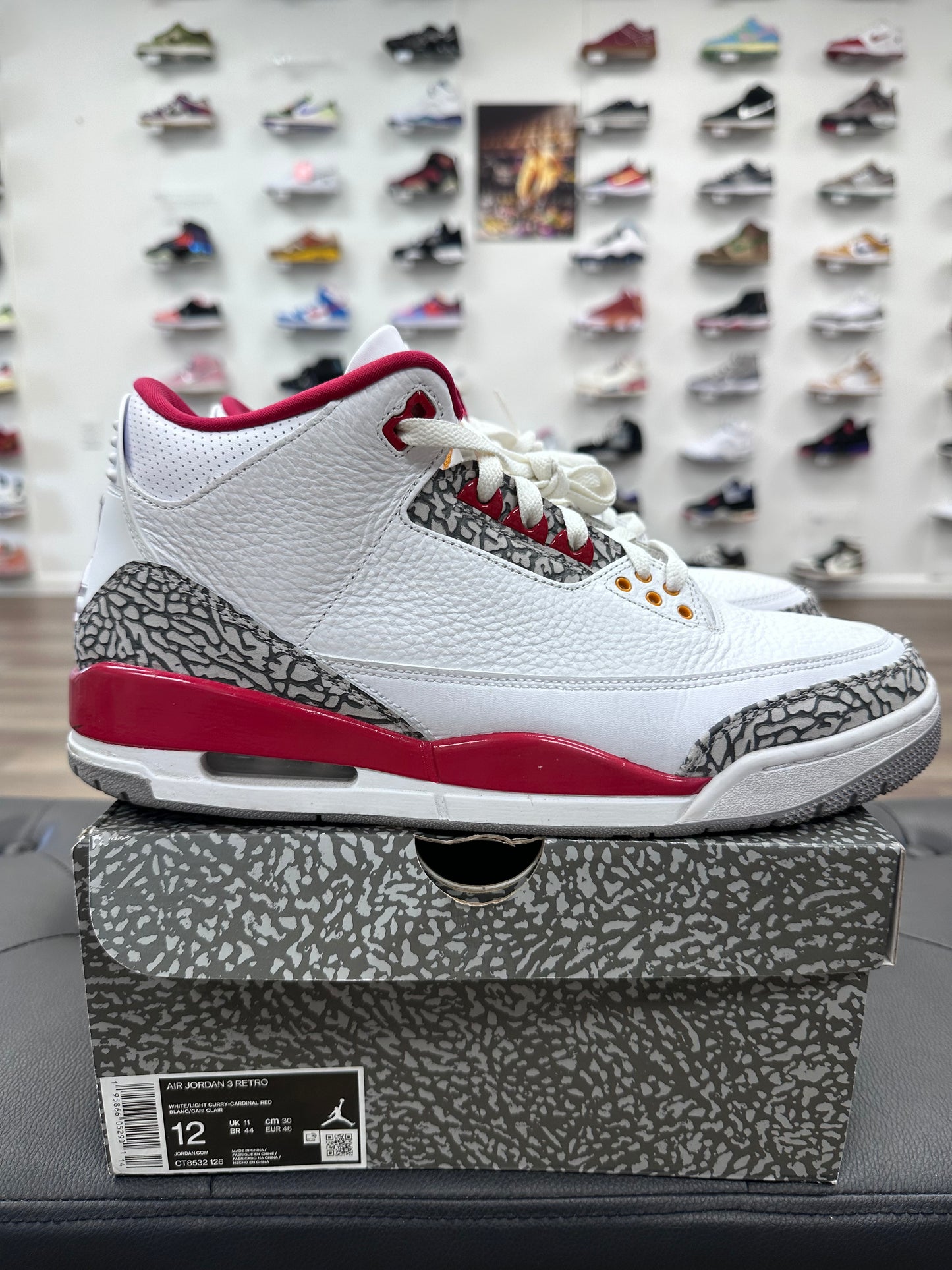 Jordan 3 Retro Cardinal Red - Size 12 (U)