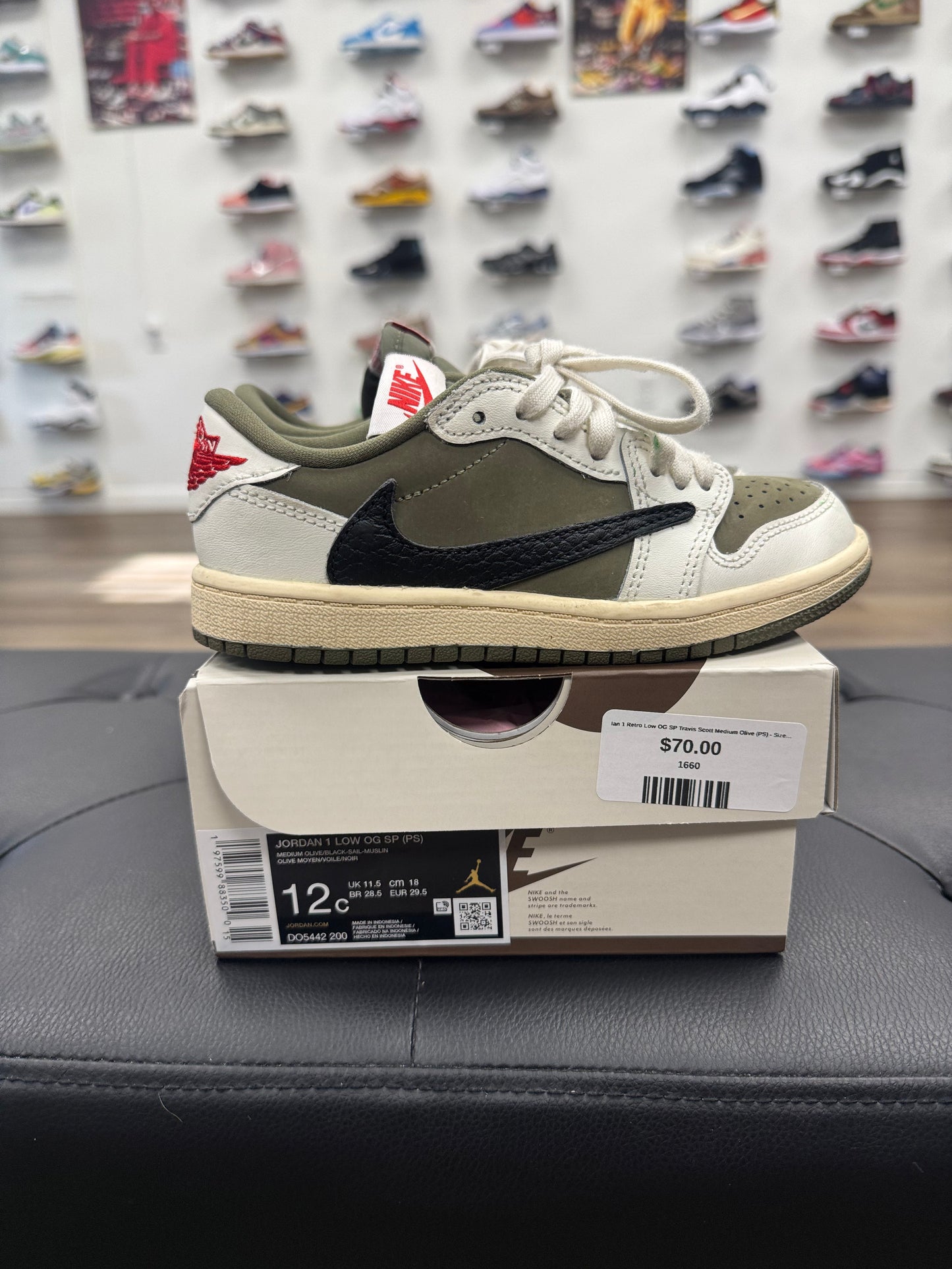 Jordan 1 Retro Low OG SP Travis Scott Medium Olive (PS) - Size 12C (U)