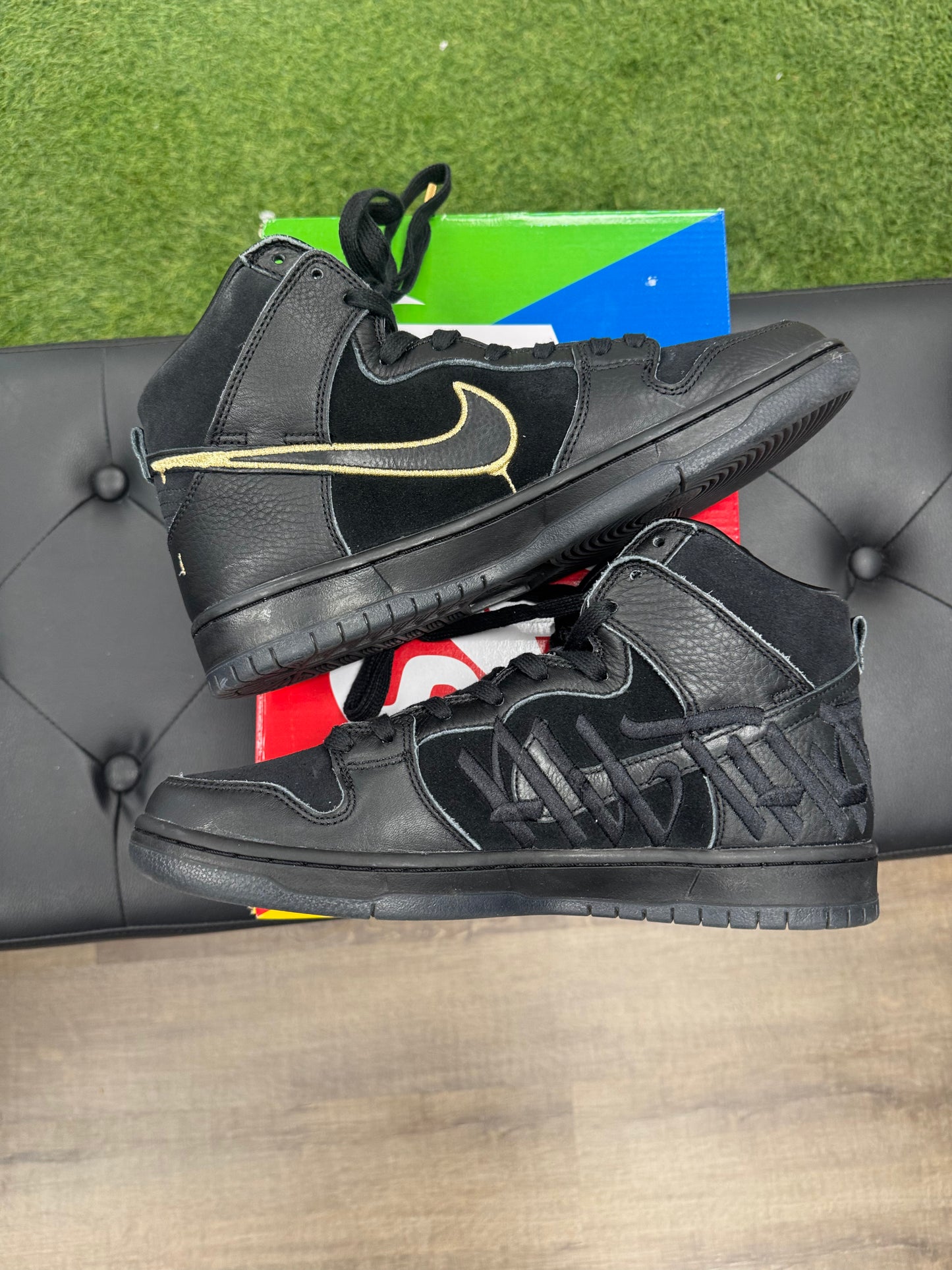 Nike SB Dunk High FAUST Black Gold- Mens (U9.5)