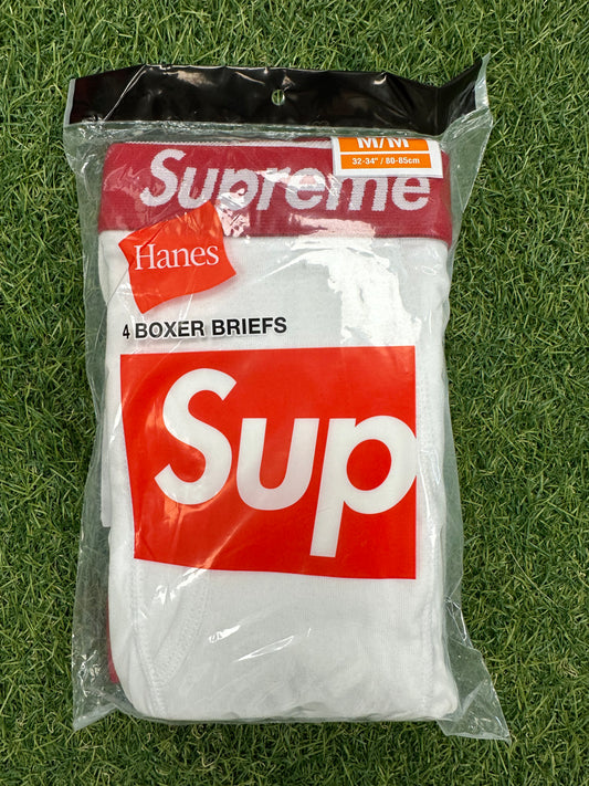 Supreme Hanes Boxer Brief (4 Pack) White - Medium