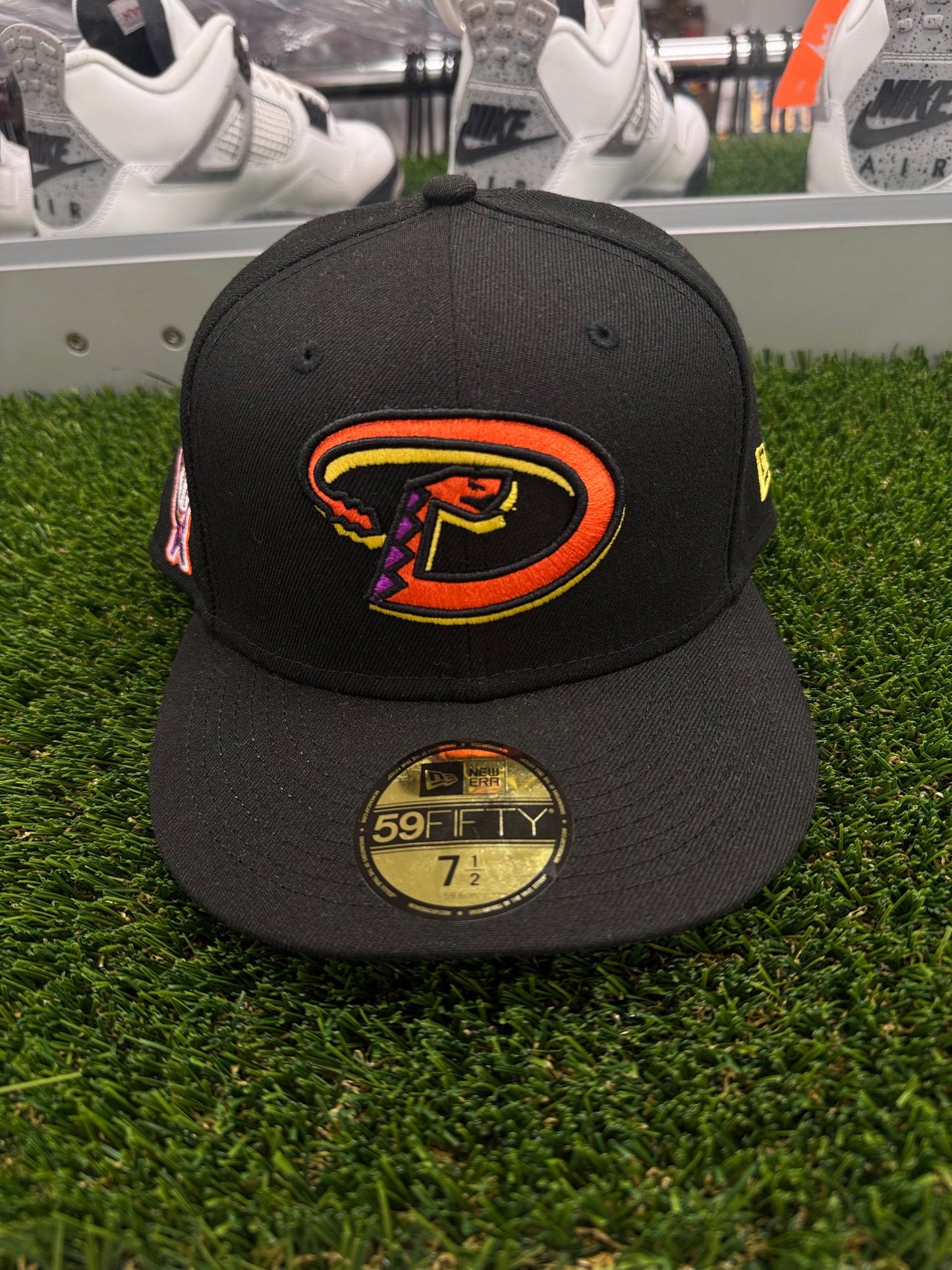 Arizona Diamondbacks Black Fitted Hat Yellow UV 1998 Snake SidePatch (7 1/2)